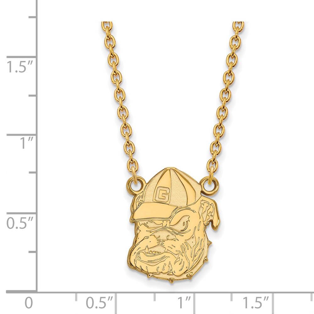 10k Gold LogoArt University of Georgia Bulldog Large Pendant 18 inch Necklace Q1Y055UGA-18