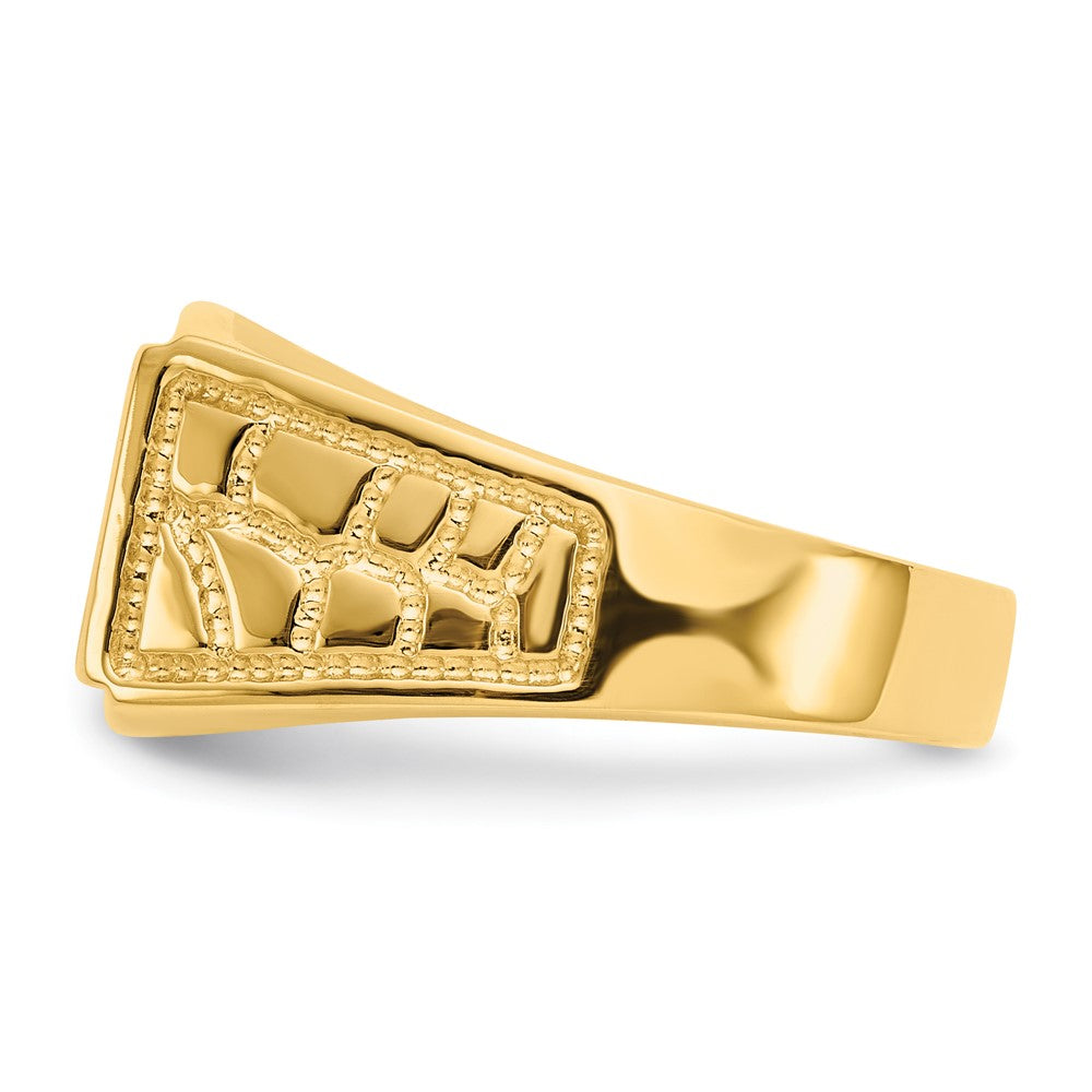 14k 8.5x13.0mm Open Back Men's Signet Ring Size 10