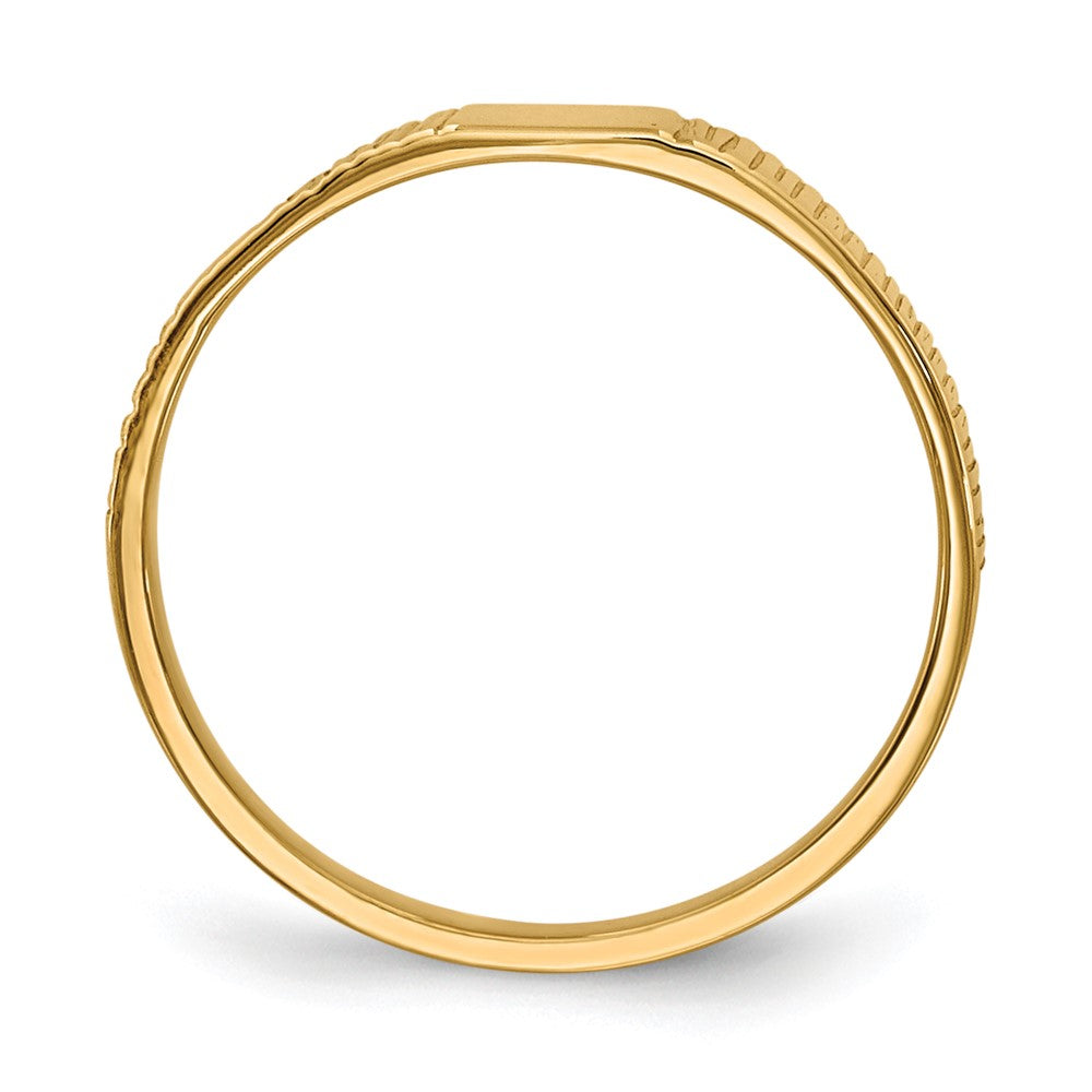 14k Polished & Ridged Baby Ring Size 2