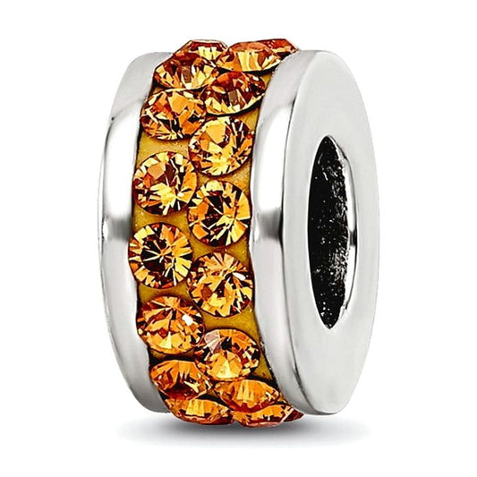 Sterling Silver Reflections Orange Double Row Preciosa Crystal Bead