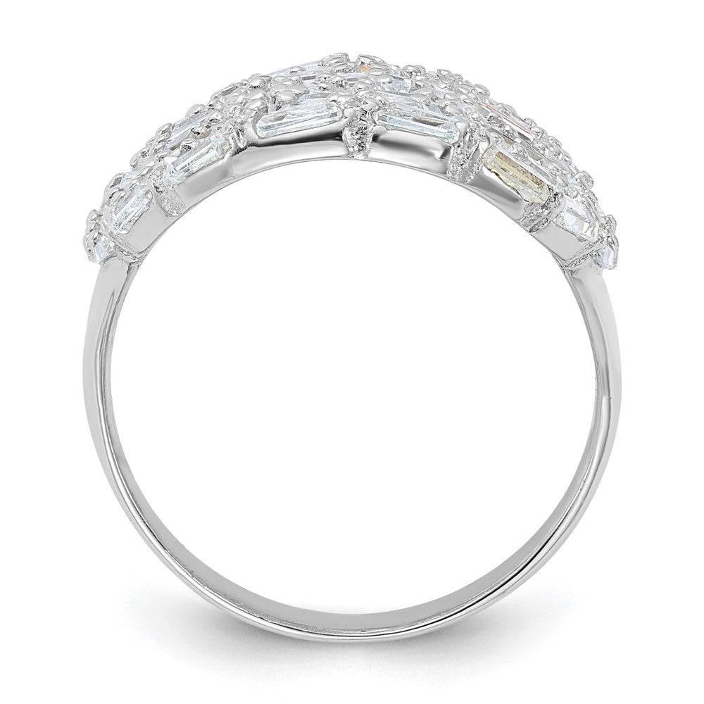 Sterling Silver Rhodium-plated Oval Baguette Crystal Size 8 Ring