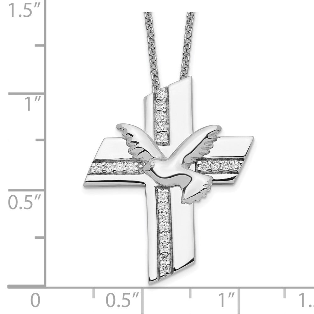 Sentimental Expressions Sterling Silver Rhodium-plated CZ Confirmation Blessings 18in. Necklace 18 Inches