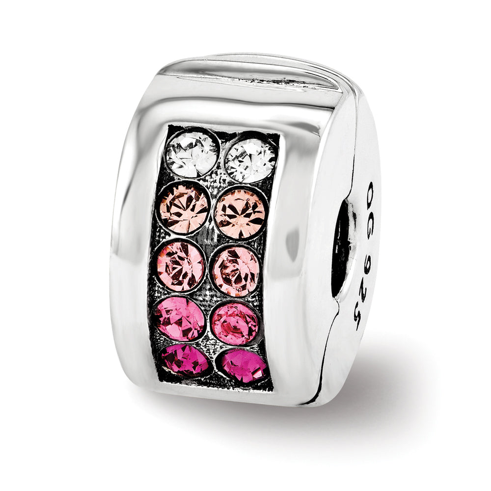 Sterling Silver Reflections Crystal Channel Pinks Clip Bead