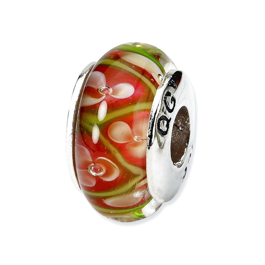 Sterling Silver Reflections Yellow Floral Hand-blown Glass Bead