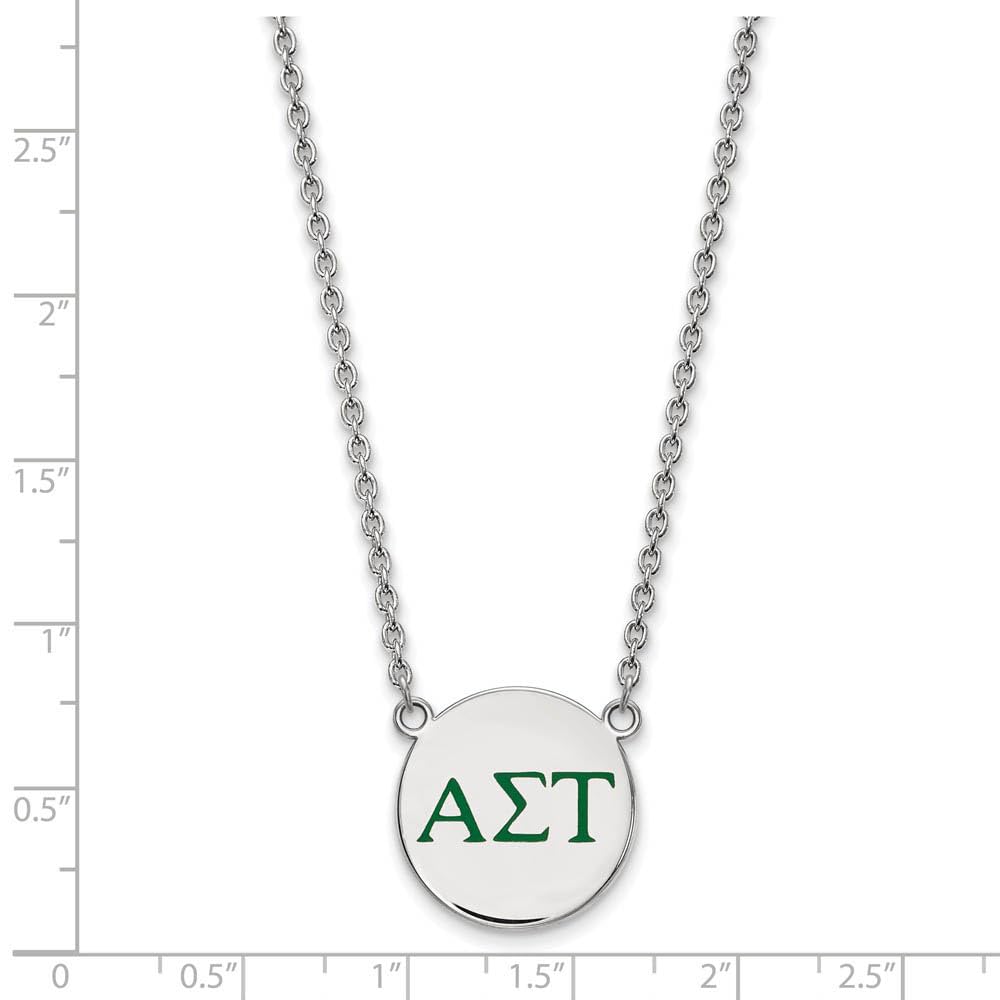 LogoArt Sterling Silver Alpha Sigma Tau Small Enameled Pendant Necklace With 18 Inch