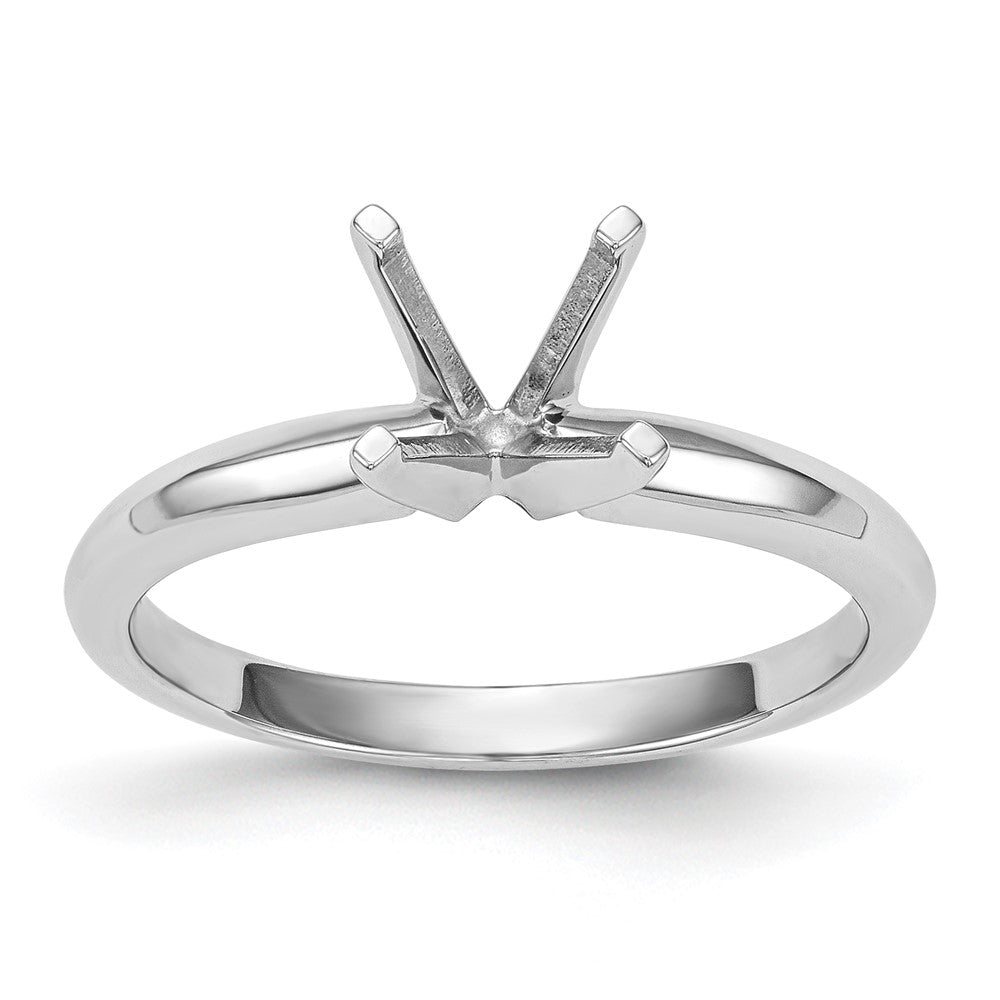 14k White Gold 3/4 carat Lightweight Knife Edge/Half-Round 4-Prong Round Solitaire Ring Mounting