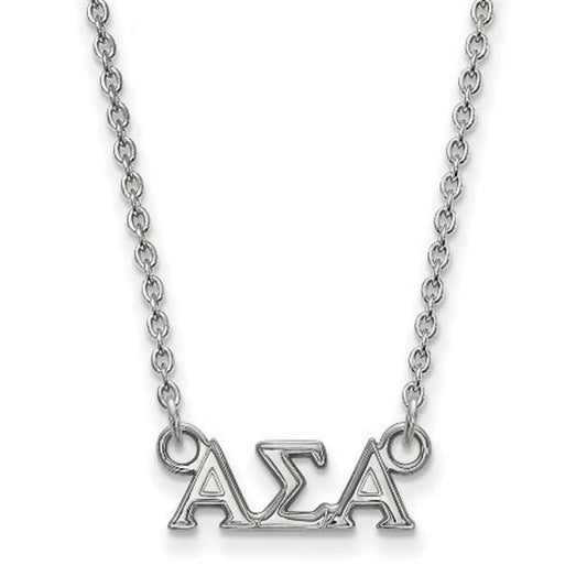 Sterling Silver 18in Official Licensed Greek Sororities Alpha Sigma Alpha (???) XS Pendant w/ Necklace