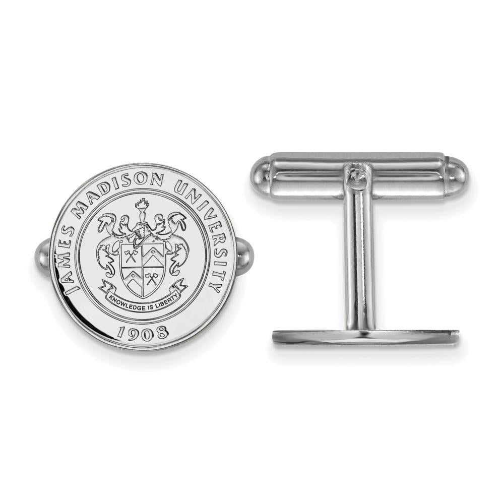 Sterling Silver Rhodium-plated LogoArt James Madison University Crest Cuff Links QSS017JMU