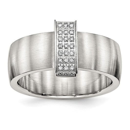 Stainless Steel Brushed w/CZ 8mm Band