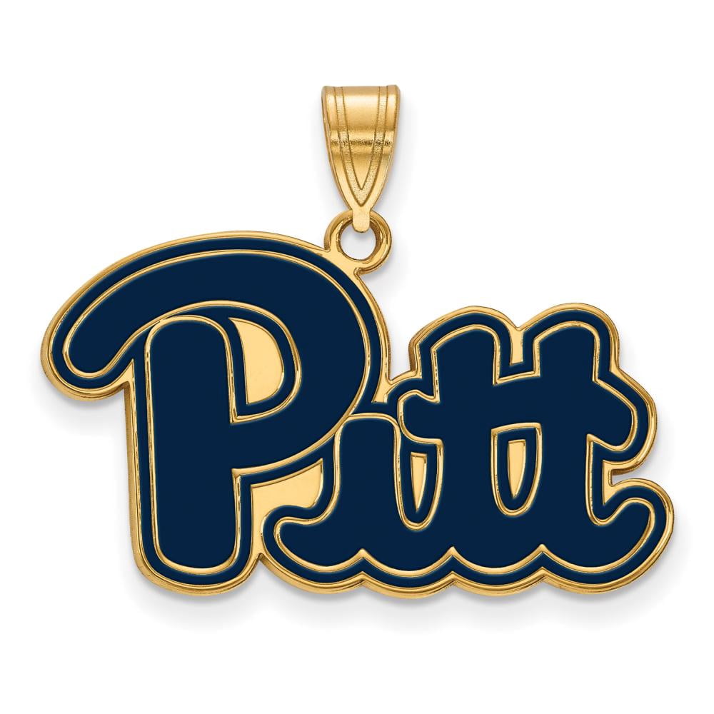 Sterling Silver Gold-plated LogoArt University of Pittsburgh Large Enameled Pendant Q-GP026UPI
