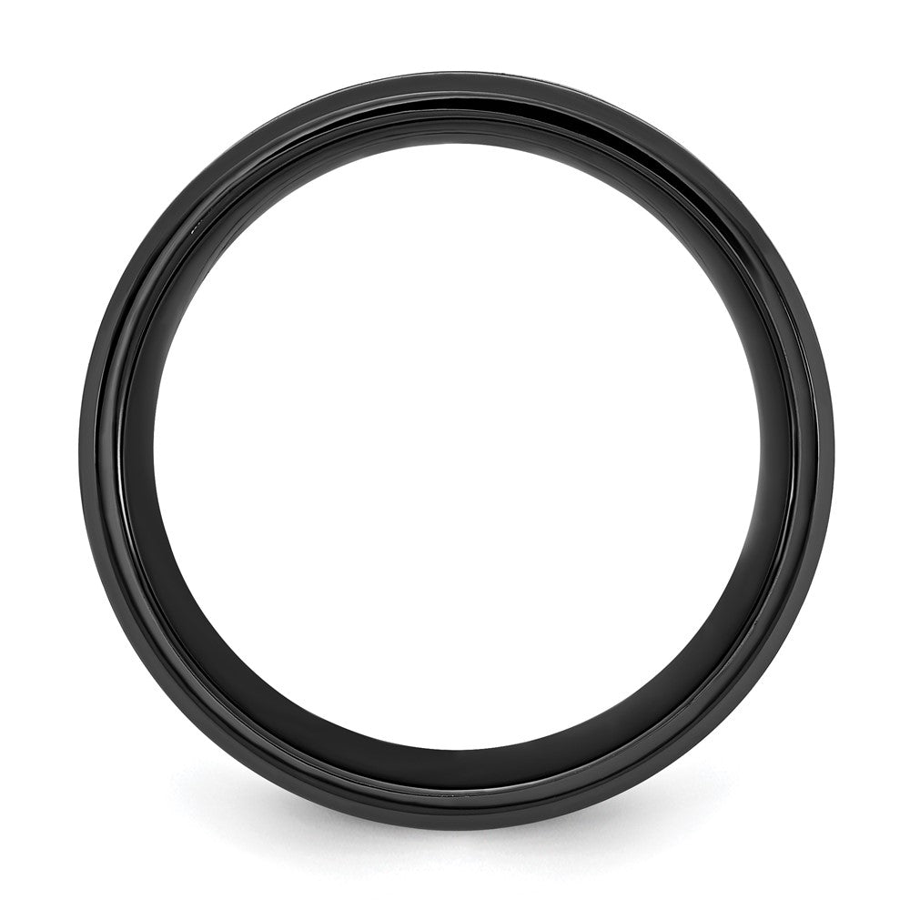 Black Titanium Brushed w/Polished Blue IP-plated Center 8mm Band Size - 10.5