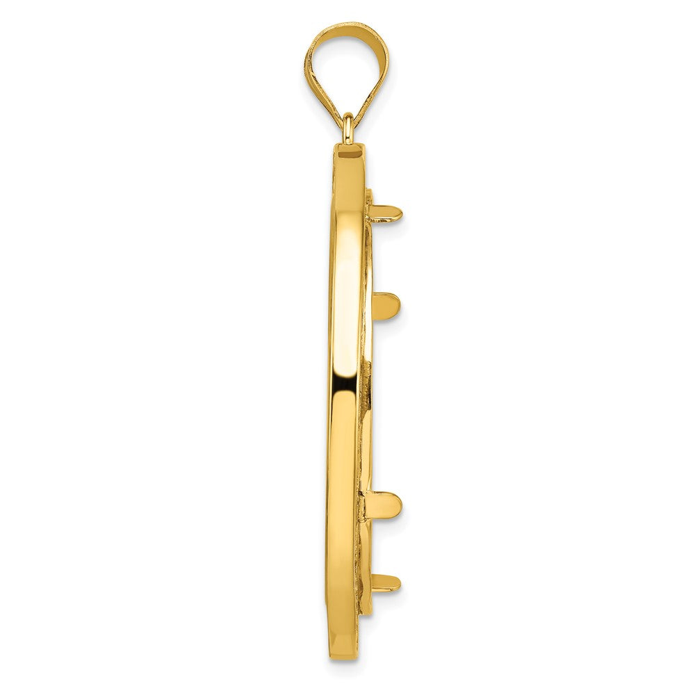 Wideband Distinguished Coin Jewelry 14k Polished Fancy Wire 32.7mm Prong Coin Bezel Pendant