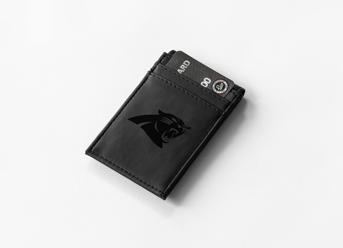 Panthers Laser Engraved Black Front Pocket Wallet