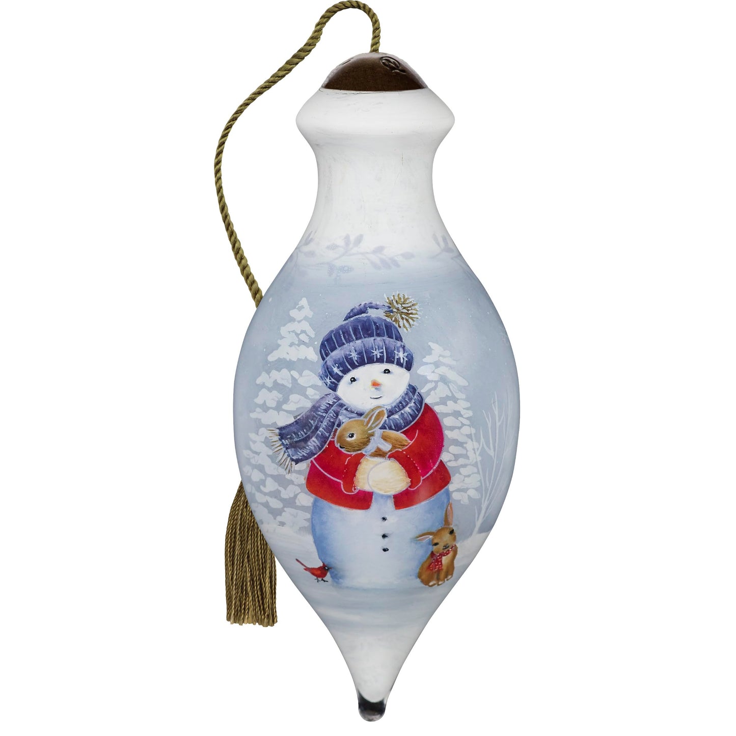 Ne’Qwa Art - Snowman Ornament, Snowman Hand-Painted Blown Glass Ornament, Hoppy Christmas to All Sarah Summers by, Precious Moments