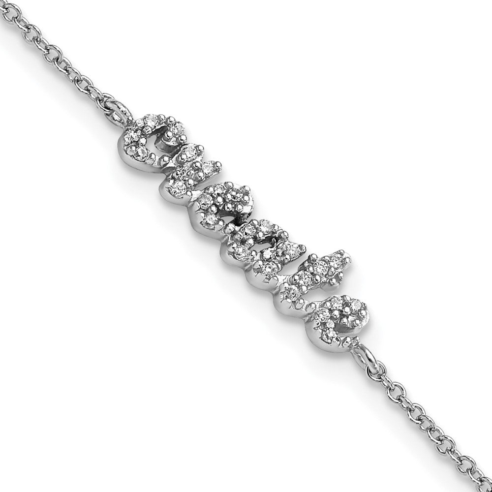 Sterling Silver Rhodium-plated CZ CREATE 7.25in Bracelet