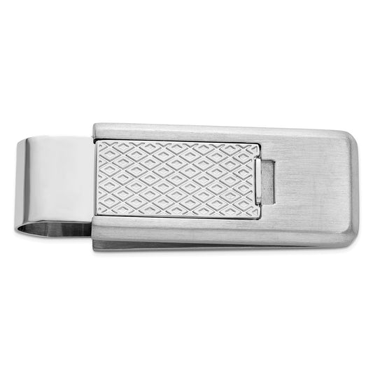 Kelly Waters Stainless Steel Diamond Patterned Flip Money Clip