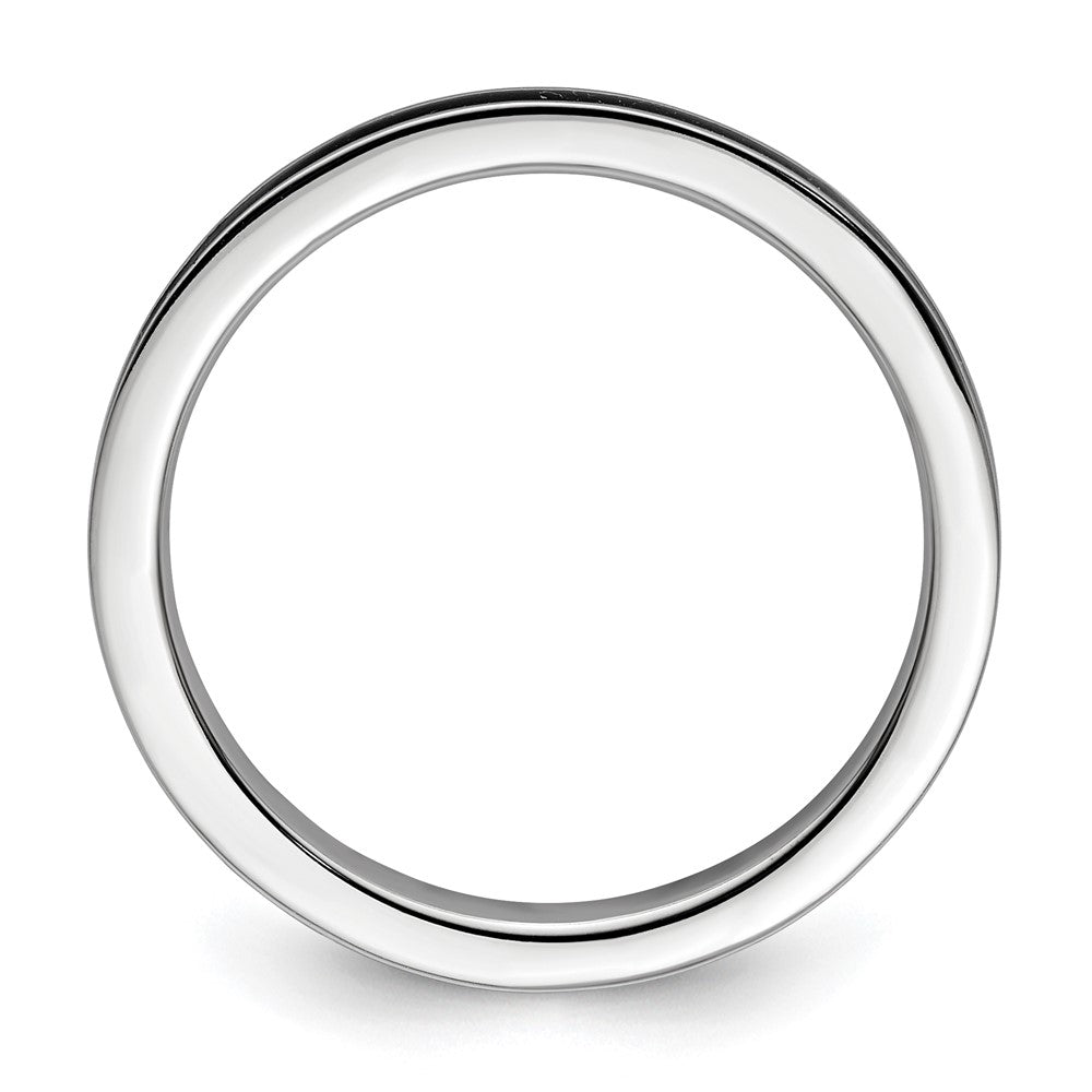 Sterling Silver Stackable Expressions Black Enameled 2.25mm Ring Size -7