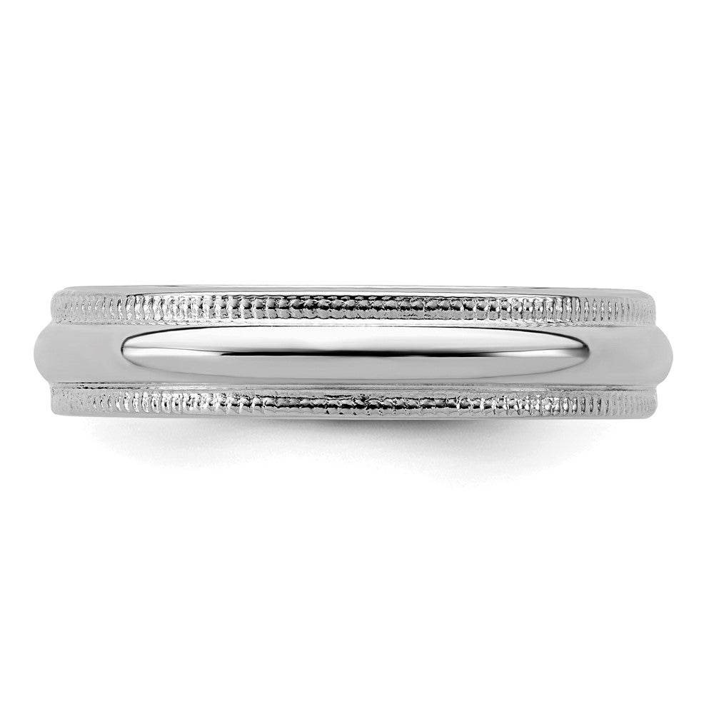 Sterling Silver Rhodium-plated 4mm Half Round Milgrain Size 9 Band
