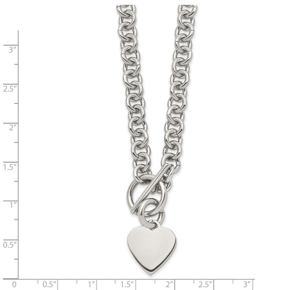 Stainless Steel Polished Heart Toggle 18in Necklace