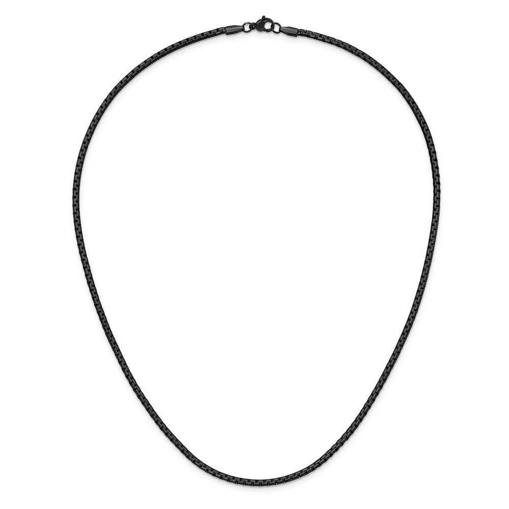 Chisel Stainless Steel Polished Black IP-plated 3mm 20 inch Flat Box Chain