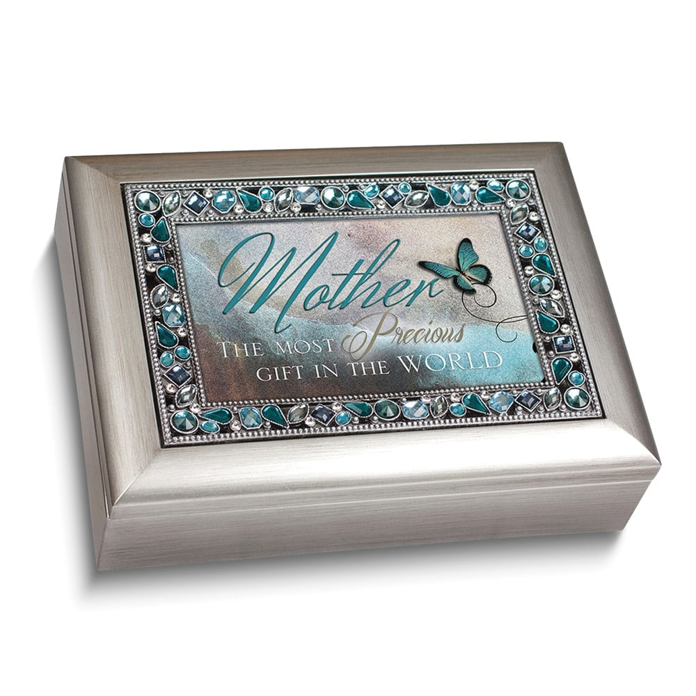 MOTHER Sentiment Silver-tone Resin Jeweled Music Box (Plays Wind Beneath My Wings) QGM14468