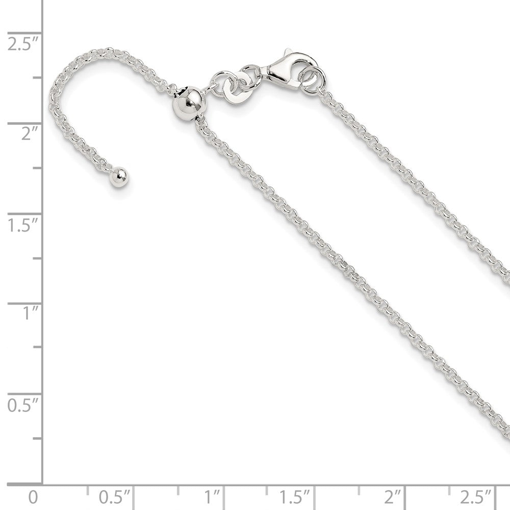 Sterling Silver Polished Adjustable Necklace 24 Inches