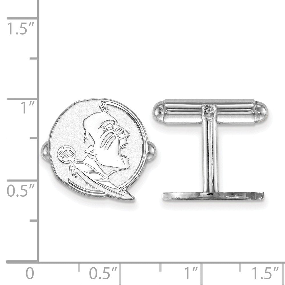 Sterling Silver Rhodium-plated LogoArt Florida State University Seminole Cuff Links Q-SS052FSU