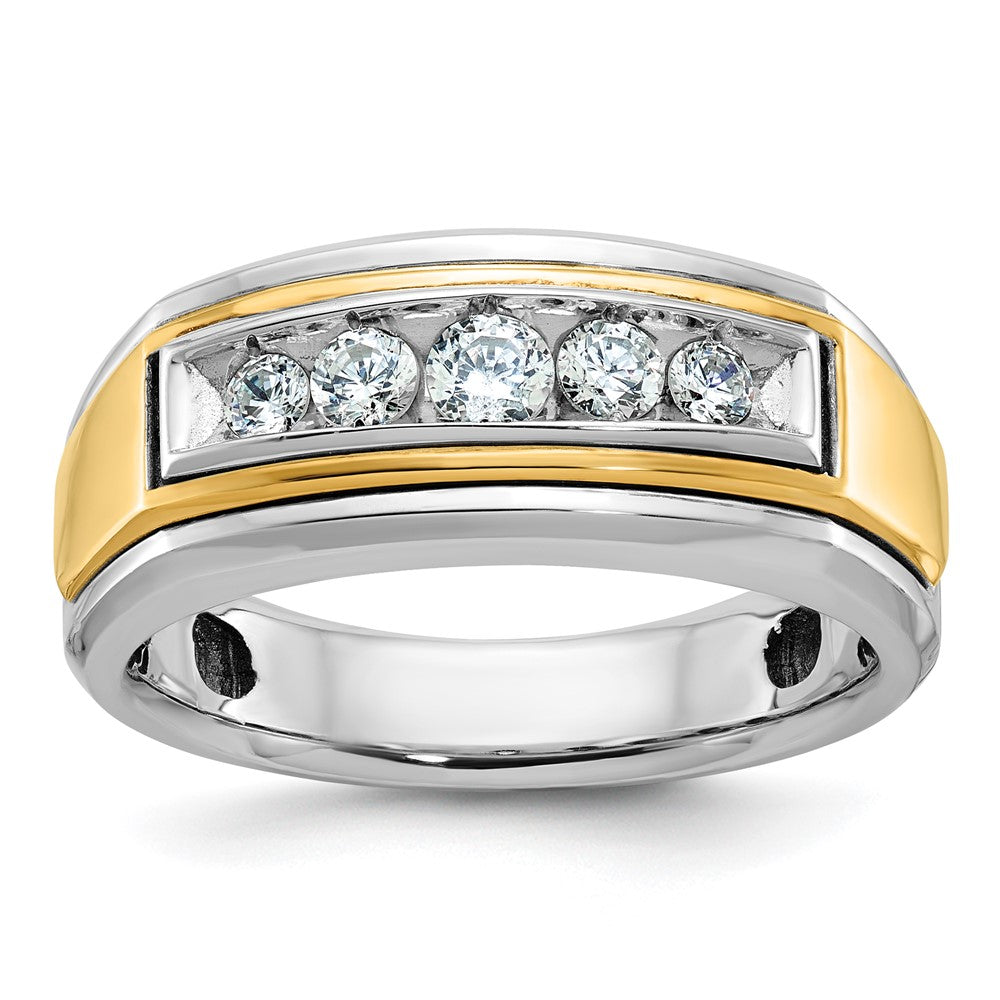14k Two-tone IBGoodman Men's Polished 5-Stone Ring Mounting