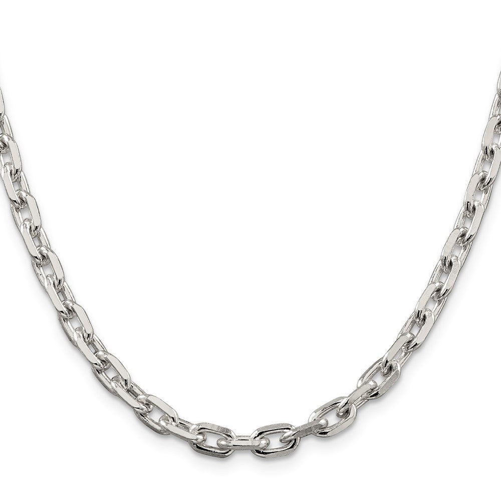 Sterling Silver 5.4mm Beveled Oval Cable Chain 24 Inches