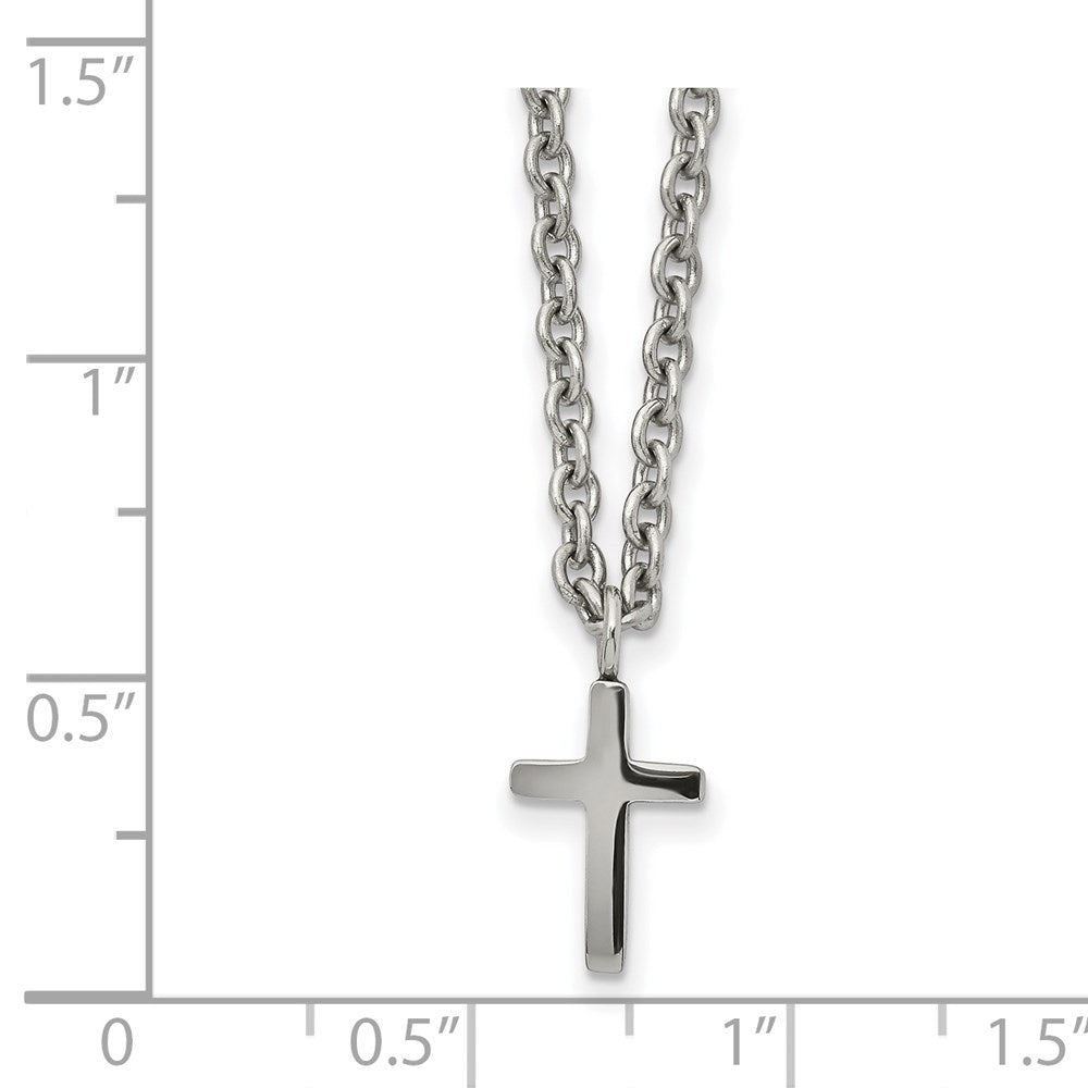 Stainless Steel Polished 11mm Cross 18in Necklace