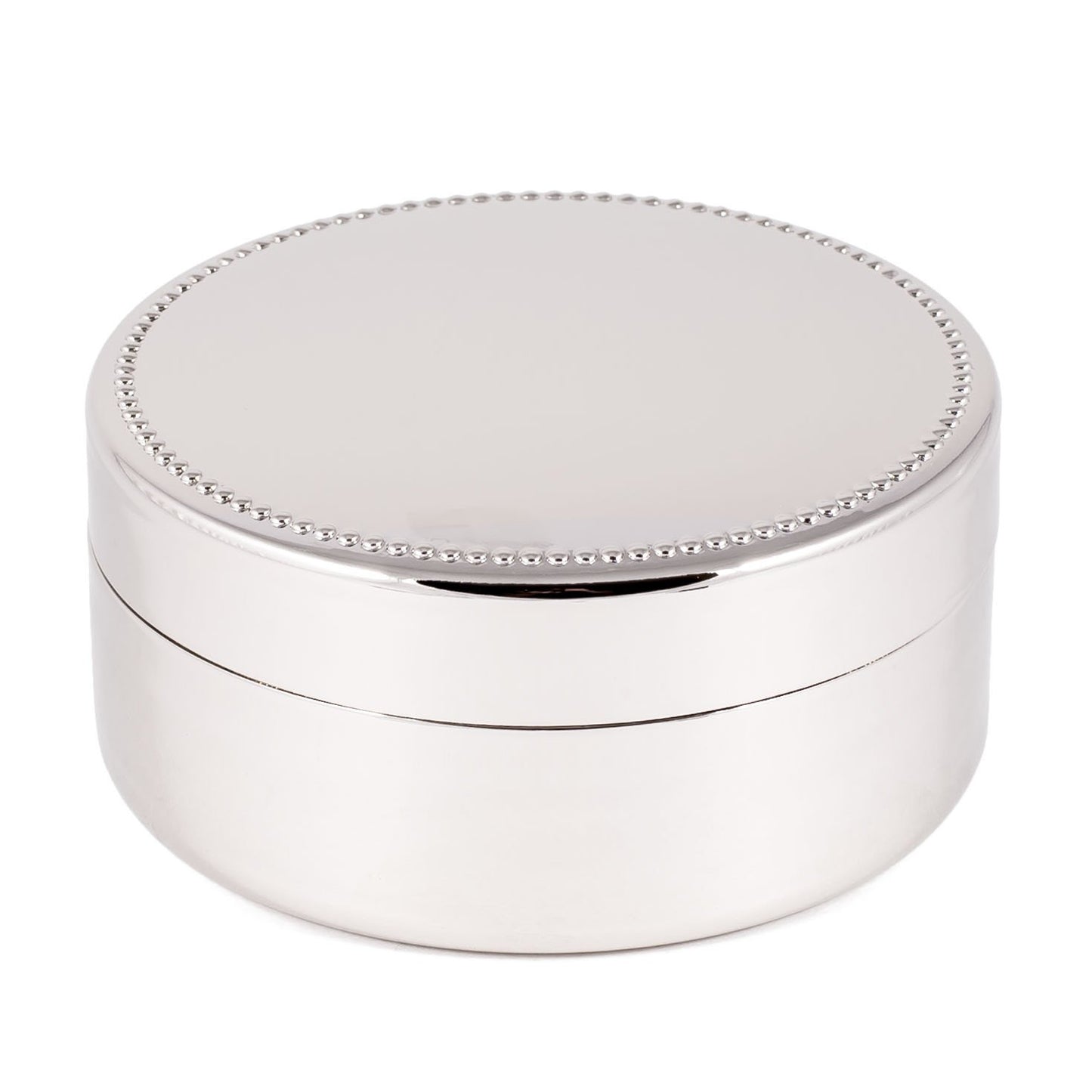 Creative Gifts International 026054 3.5 in. Beaded Round Box - Nickel Plated