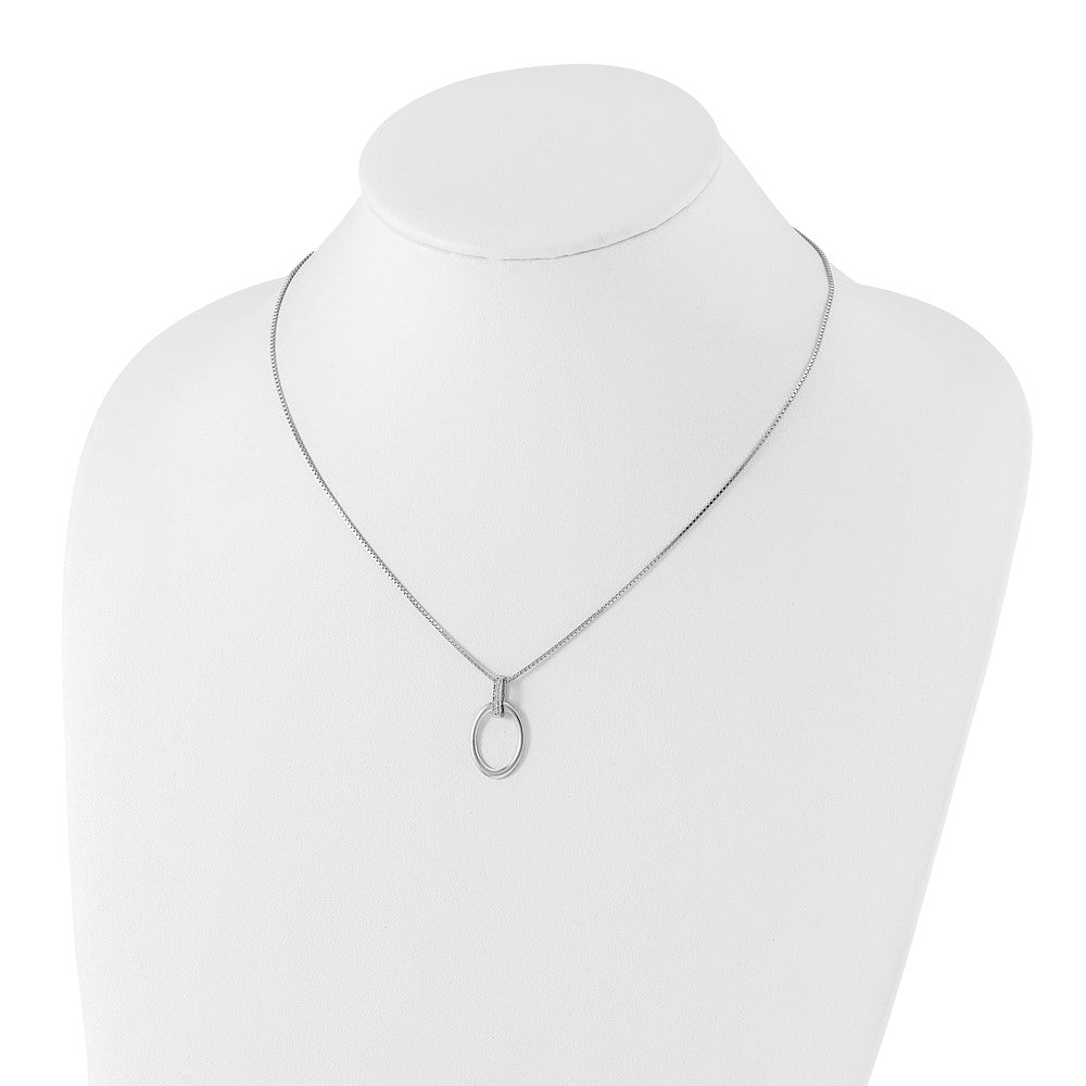 White Ice Sterling Silver Rhodium-plated 18 Inch Diamond Open Oval Necklace with 2 Inch Extender 18 Inches