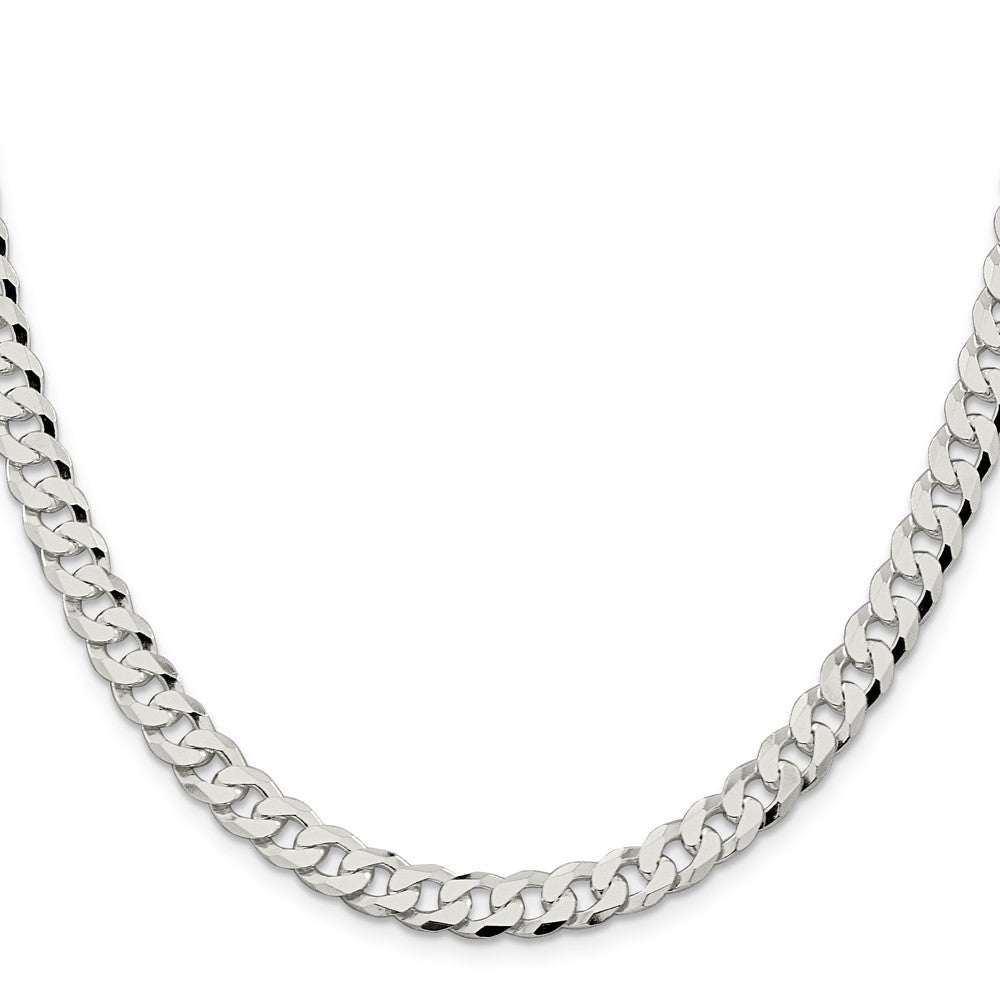 Sterling Silver 7mm Beveled Curb Chain 22 Inches
