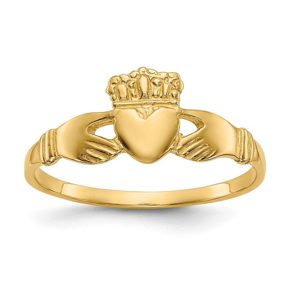 14k Polished Ladies Claddagh Ring Size 6