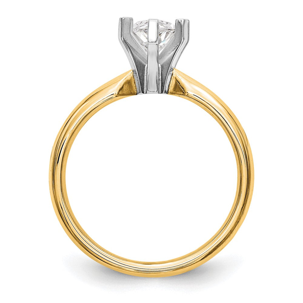 14k Two-Tone 1 carat Medium-Weight Comfort-Fit 6-Prong Tulip-Head Marquise Solitaire Ring Mounting