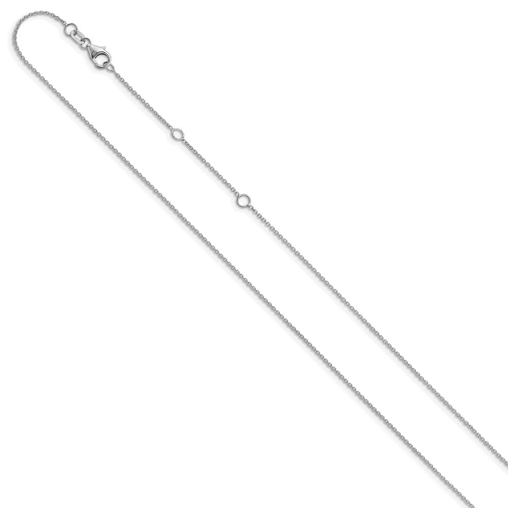 14k White Gold 1.25mm Round Cable 1in+1in Adjustable Chain