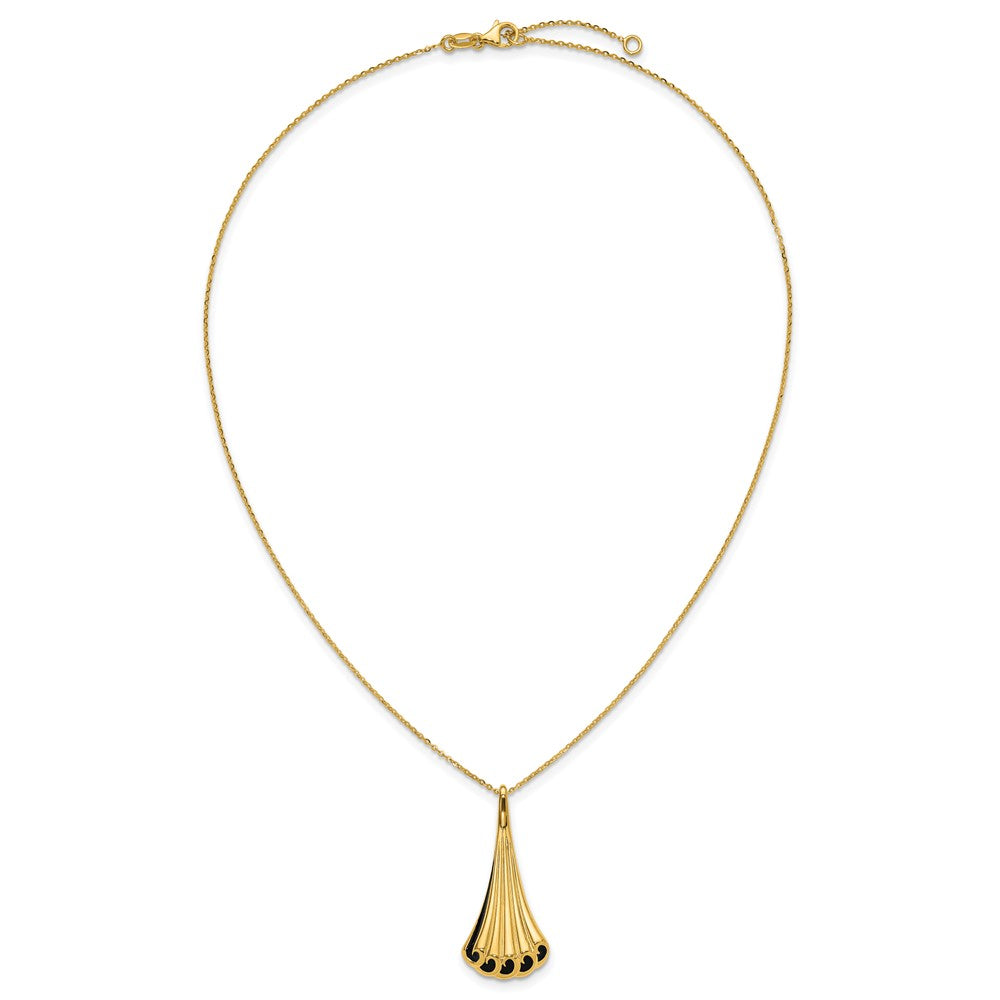 14K w/Black Enamel Polished Fancy w/1.25in ext. Necklace