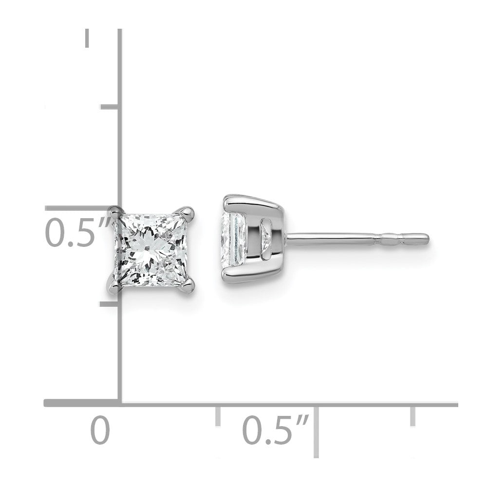 14k White Gold 1 1/4 ctw Lab Grown Diamond VS/SI+ G+ Princess 4 Prong Heavy Wt. Stud Earrings