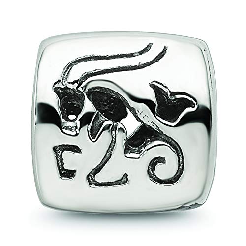 Sterling Silver Reflections Capricorn Zodiac Antiqued Bead