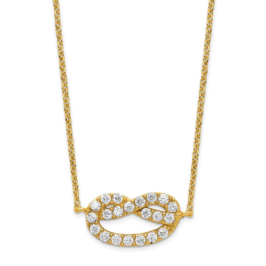 Sterling Silver Gold Tone CZ Knot Necklace