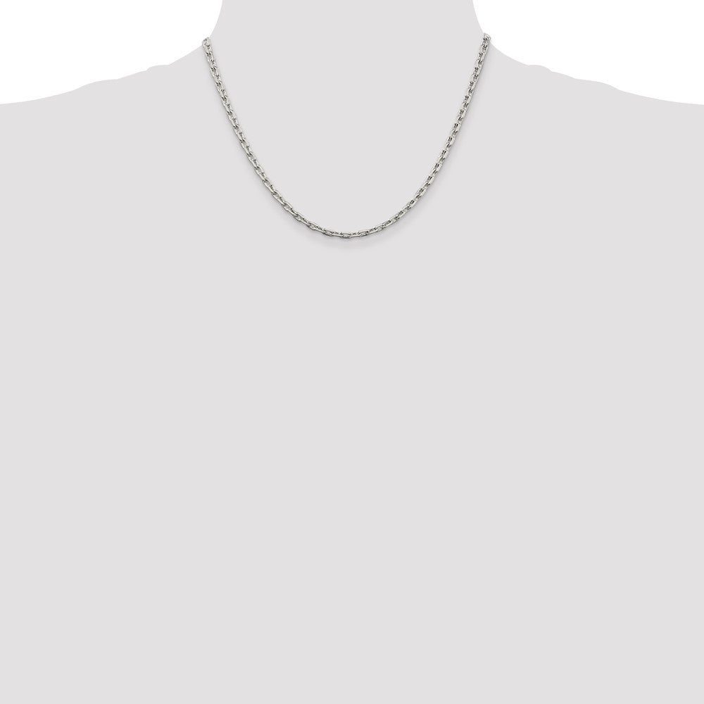 Sterling Silver 3.95mm Beveled Oval Cable Chain 18 Inches