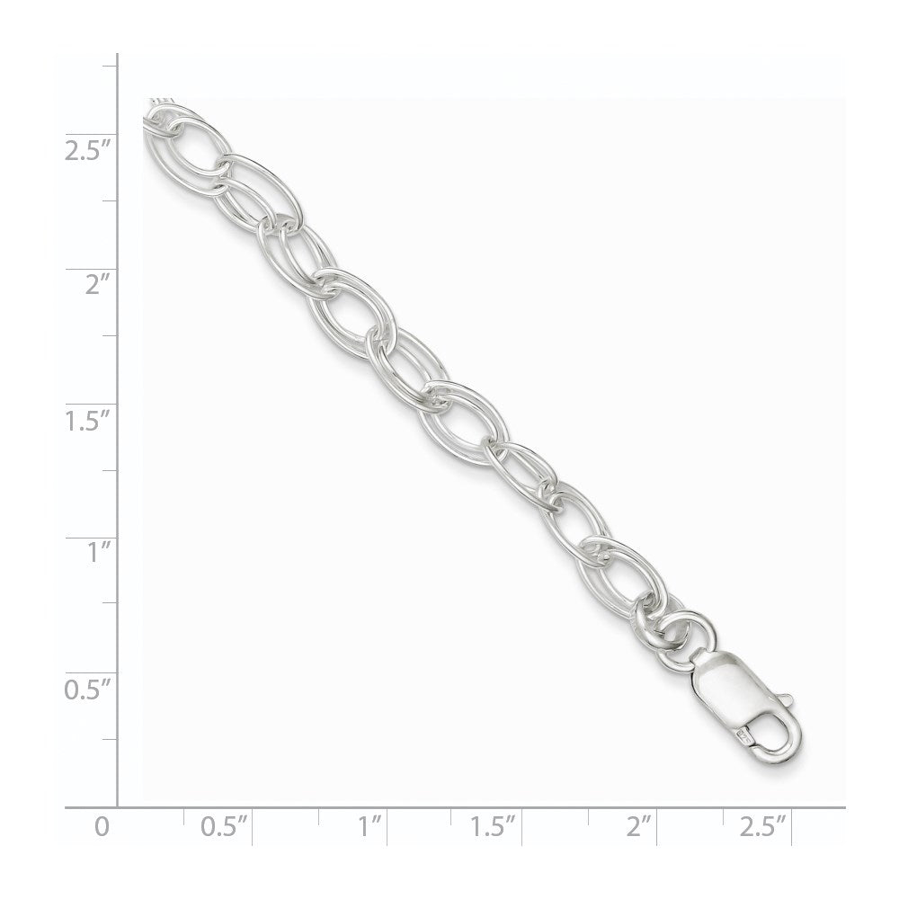 Sterling Silver 6mm Double Link Bracelet 7.5 inches