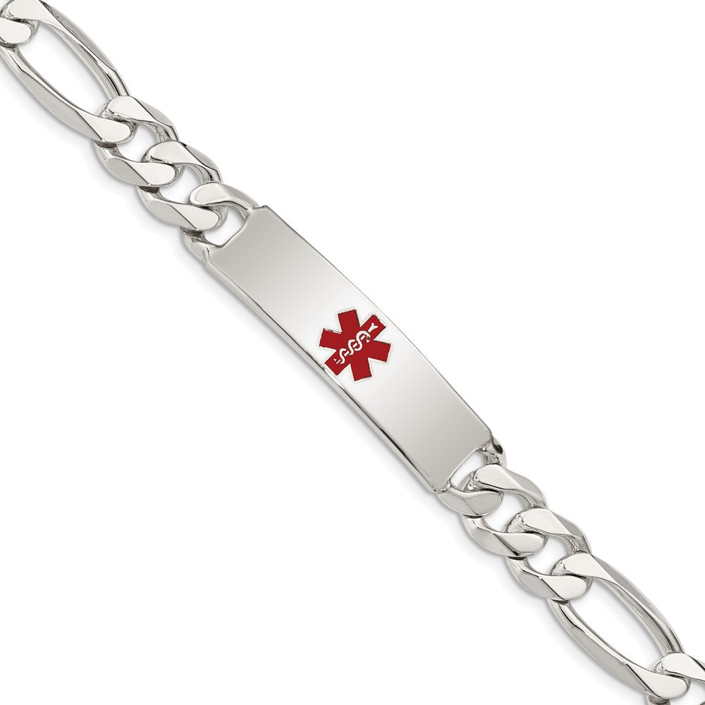 Sterling Silver Polished Medical Figaro Anchor Link ID Bracelet 8.5 inches