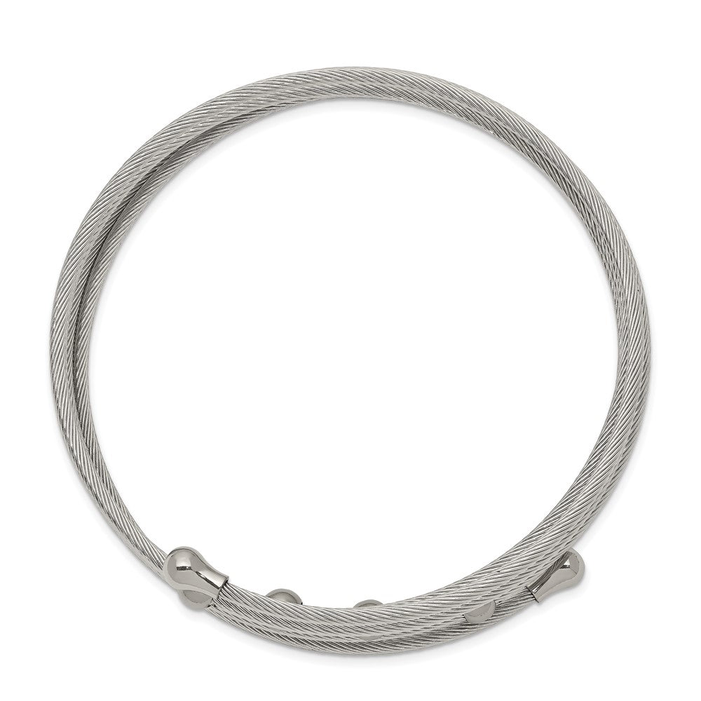 Stainless Steel Polished Flexible Coil Bangle 7.25 inches