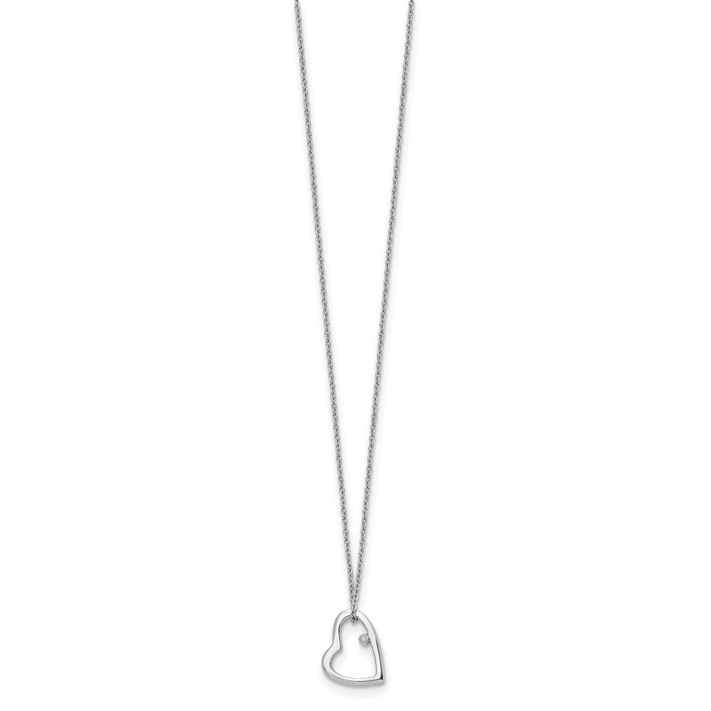 White Ice Sterling Silver Rhodium-plated 18 Inch Diamond Open Heart Necklace with 2 Inch Extender 18 Inches
