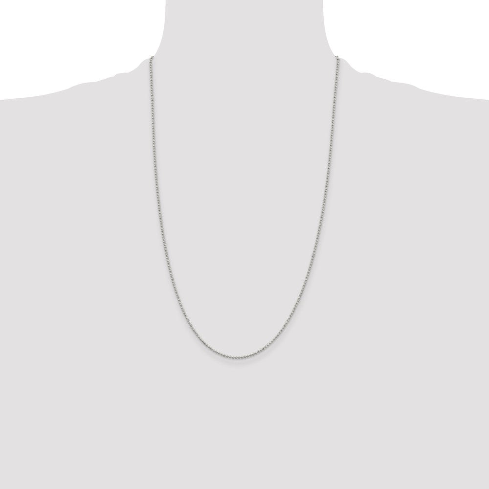 Sterling Silver 1.5mm Beaded Chain 26 Inches