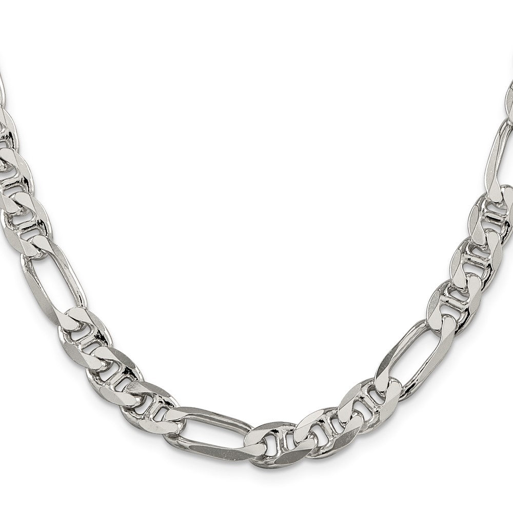 Sterling Silver 8.25mm Figaro Anchor Chain 26 Inches