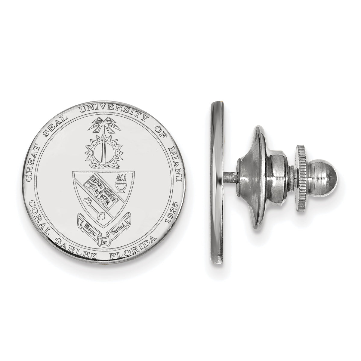 LogoArt Sterling Silver Rhodium-plated University of Miami Crest Lapel Pin