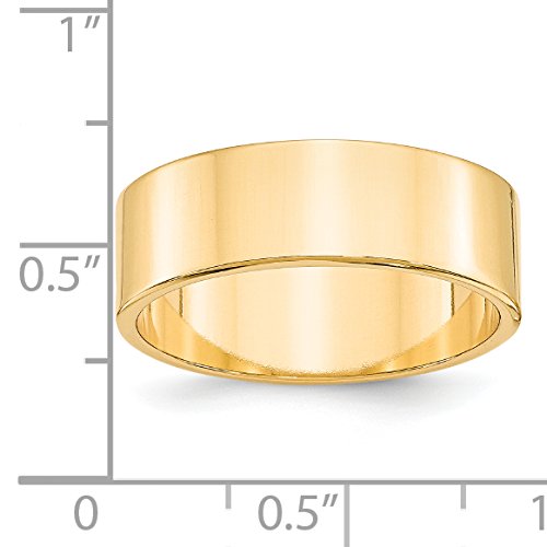 14k Yellow Gold 7mm Lightweight Flat Wedding Band Size 7