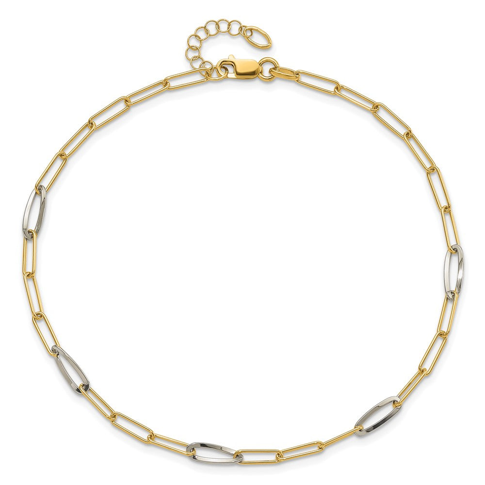 14K Two-tone Fancy Link with 1in. ext Anklet